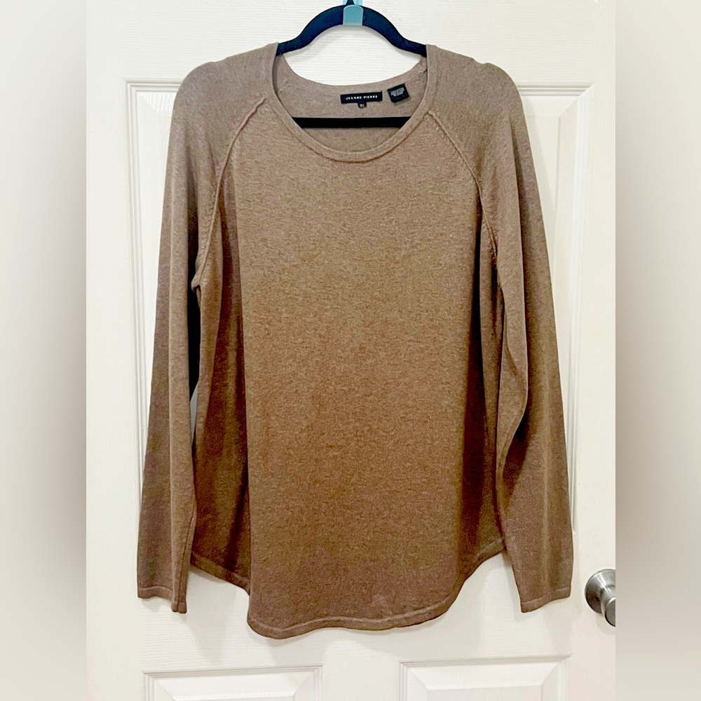 New JEANNE PIERRE Taupe Color Sweater 100% Cotton